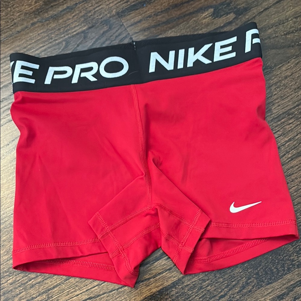 Nike Red Compression Shorts with Black Waistband